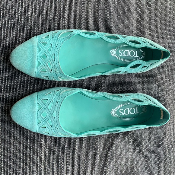 Tod's Suede Ballet flats Turquoise - Picture 5 of 17